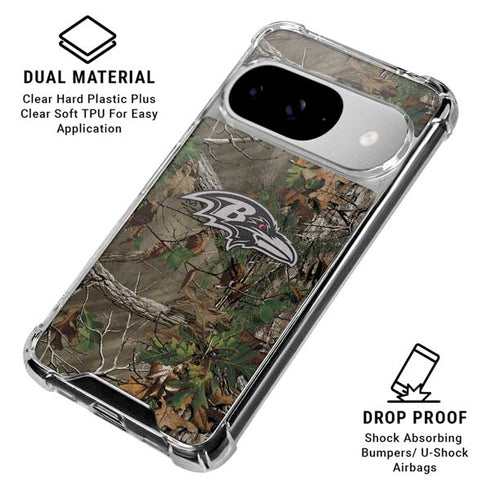 NFL Baltimore Ravens Realtree Xtra Green Camo Google Pixel 10 Clear Case